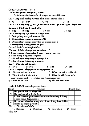 Đề ôn tập Chương I - Hình học Lớp 7